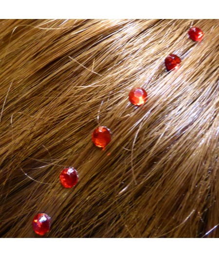 Strass cheveux rouge ruby 