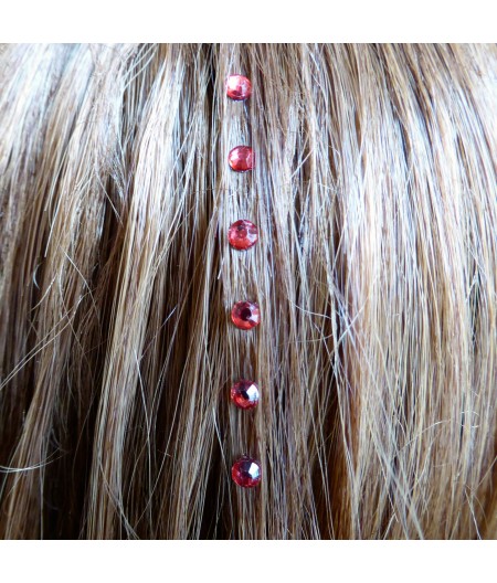 Strass cheveux rouge ruby 