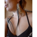 Boucle d'oreille 1 boucle EXTRA longues plumes naturelles et attache argent