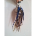 Medium Earrings with Natural Feathers and Silver Hook