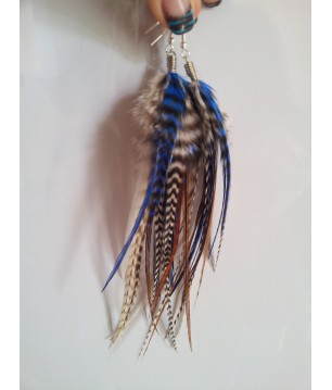 Medium Earrings with Natural Feathers and Silver Hook