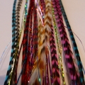 lot 10 Plumes rayées et cheveux d'anges brillants mix couleur